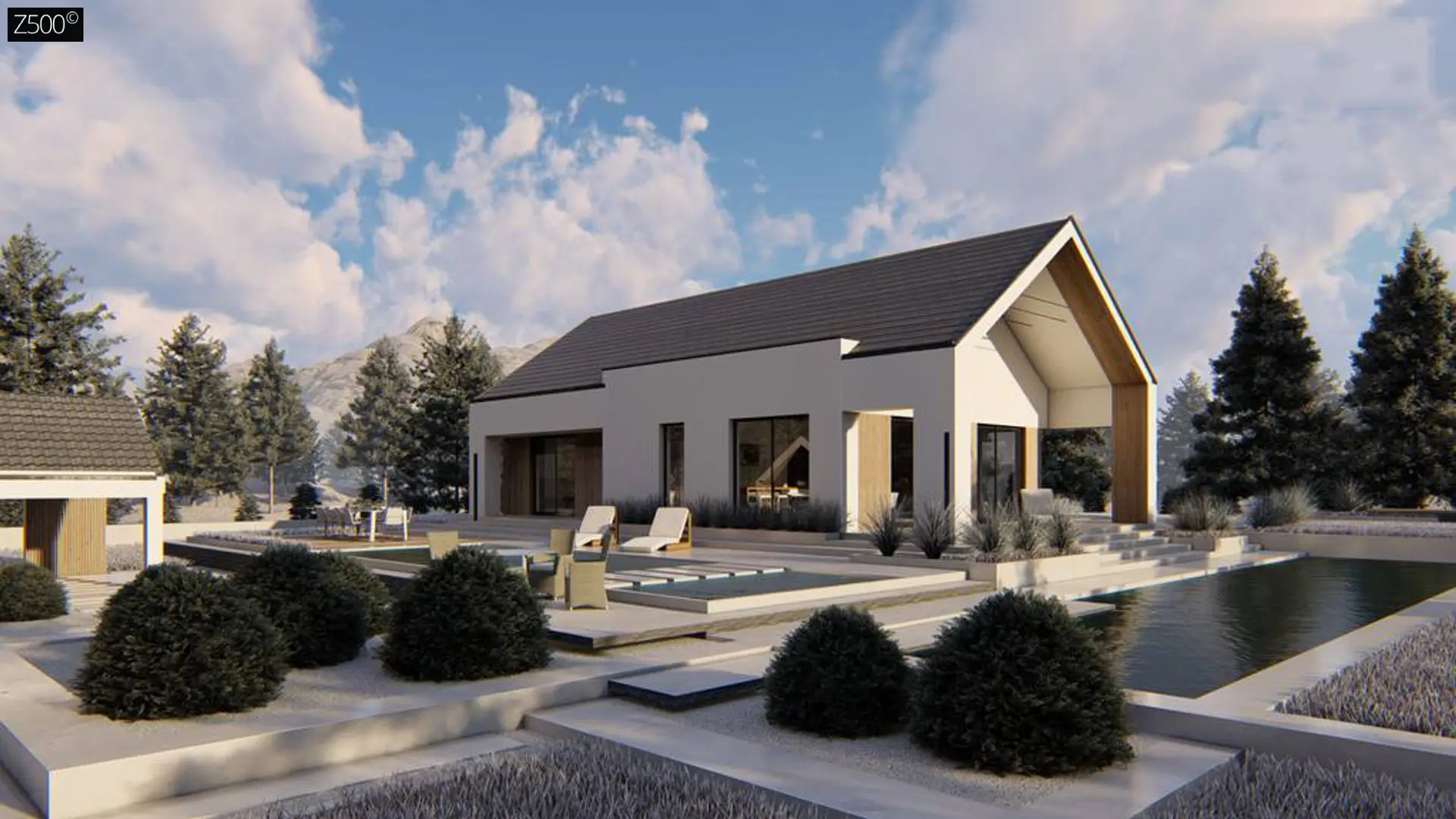 Современный проект с двускатной крышей Z465