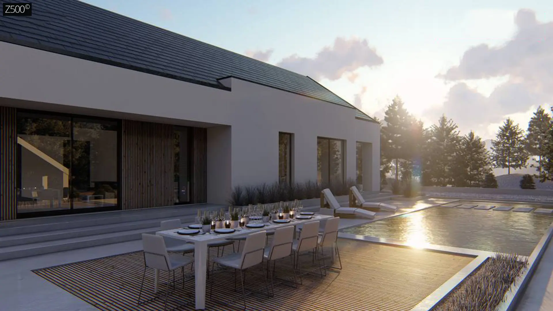 Современный проект с двускатной крышей Z465