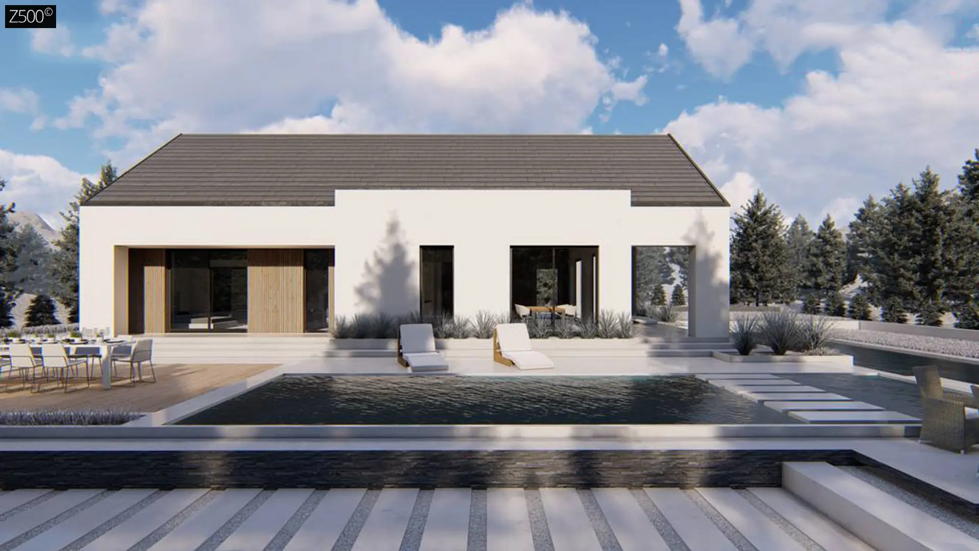 Современный проект с двускатной крышей Z465