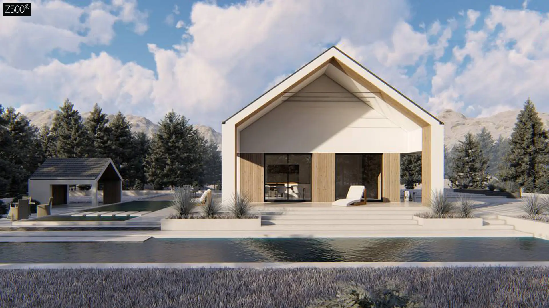 Современный проект с двускатной крышей Z465