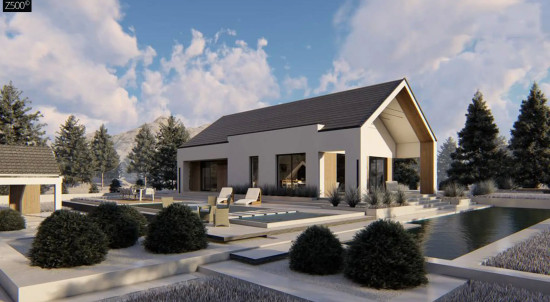 Современный проект с двускатной крышей Z465