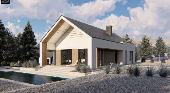 Современный проект с двускатной крышей Z465