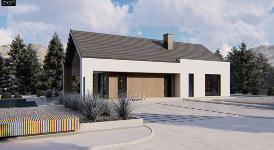 Современный проект с двускатной крышей Z465